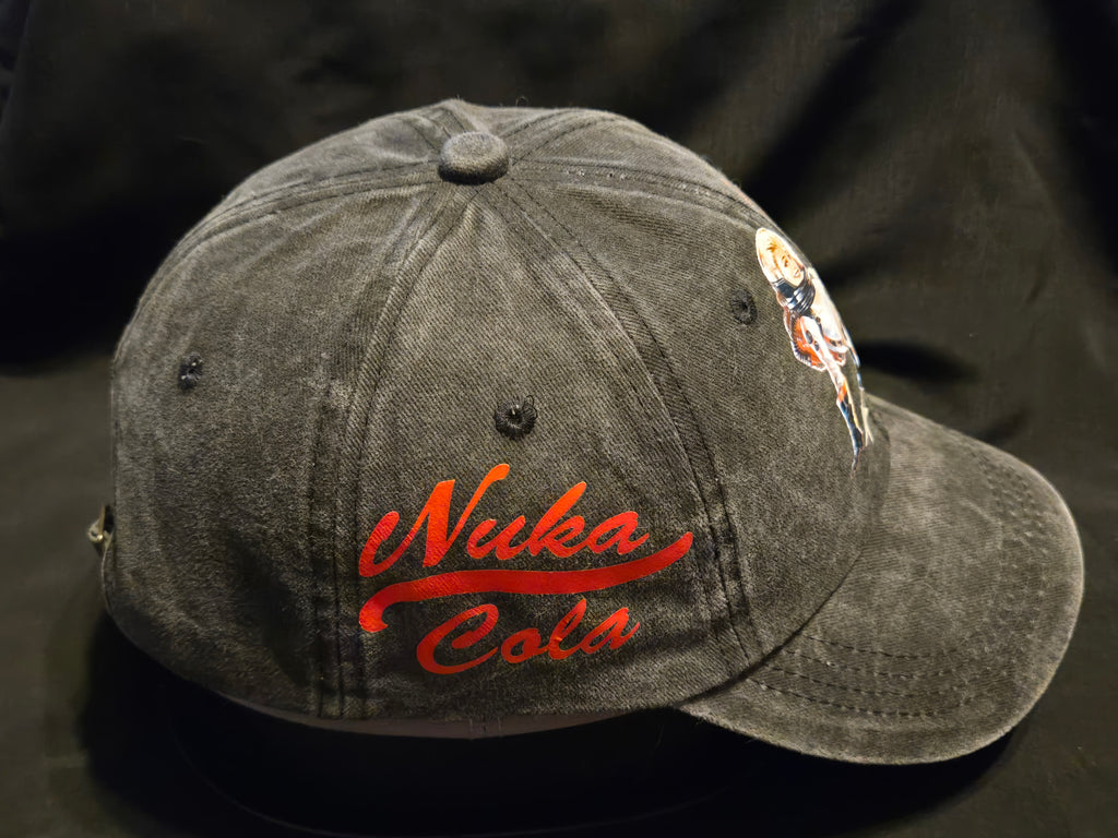 Fallout Faded Black Denim Wash Nuka Cola Pinup Baseball Cap