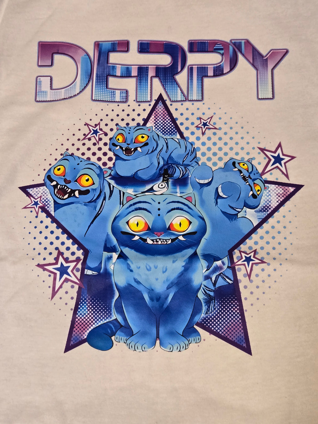 Indigo and White Raglan 3/4 Sleeve Starry Derpy Shirt