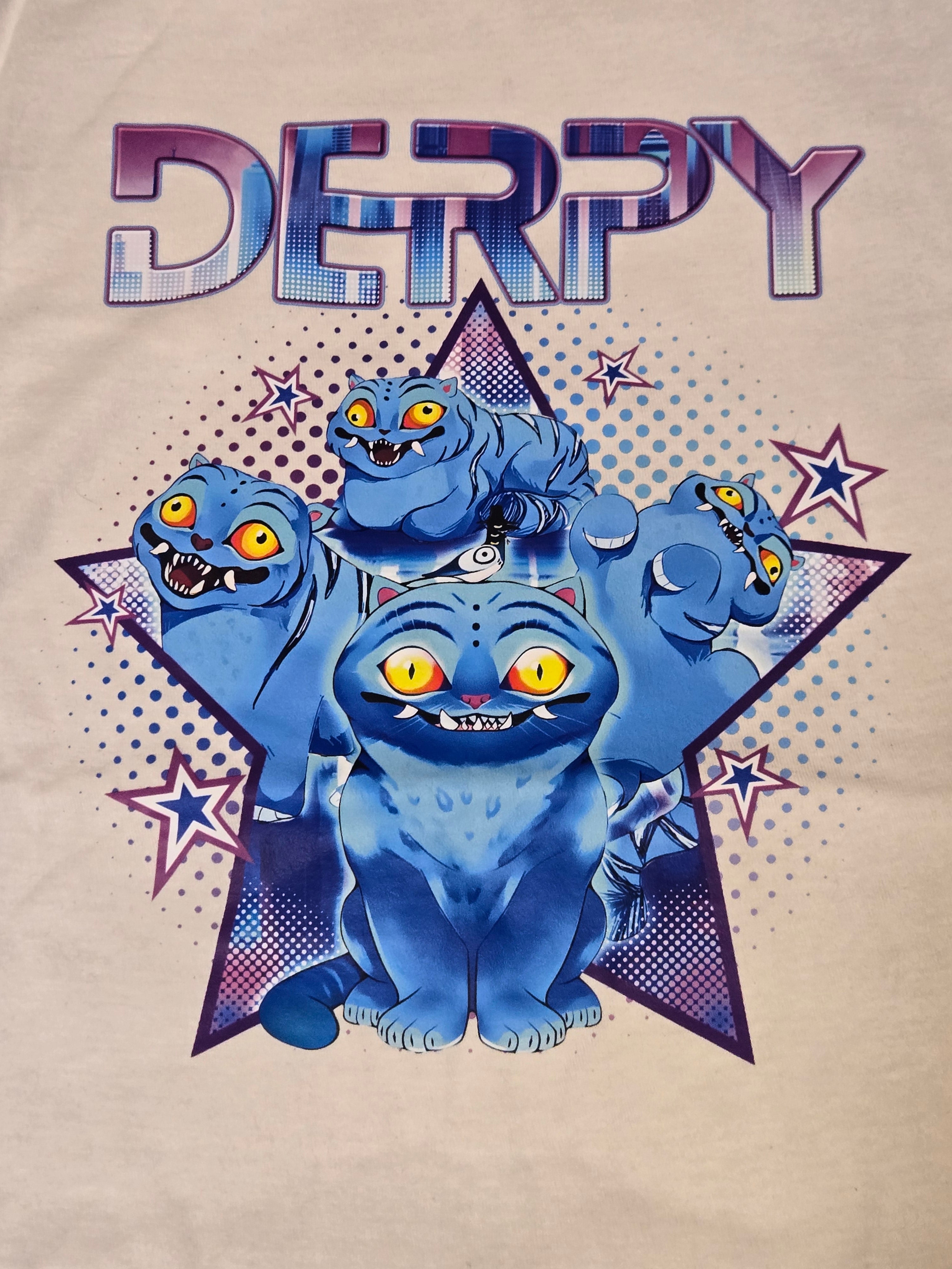 Indigo and White Raglan 3/4 Sleeve Starry Derpy Shirt