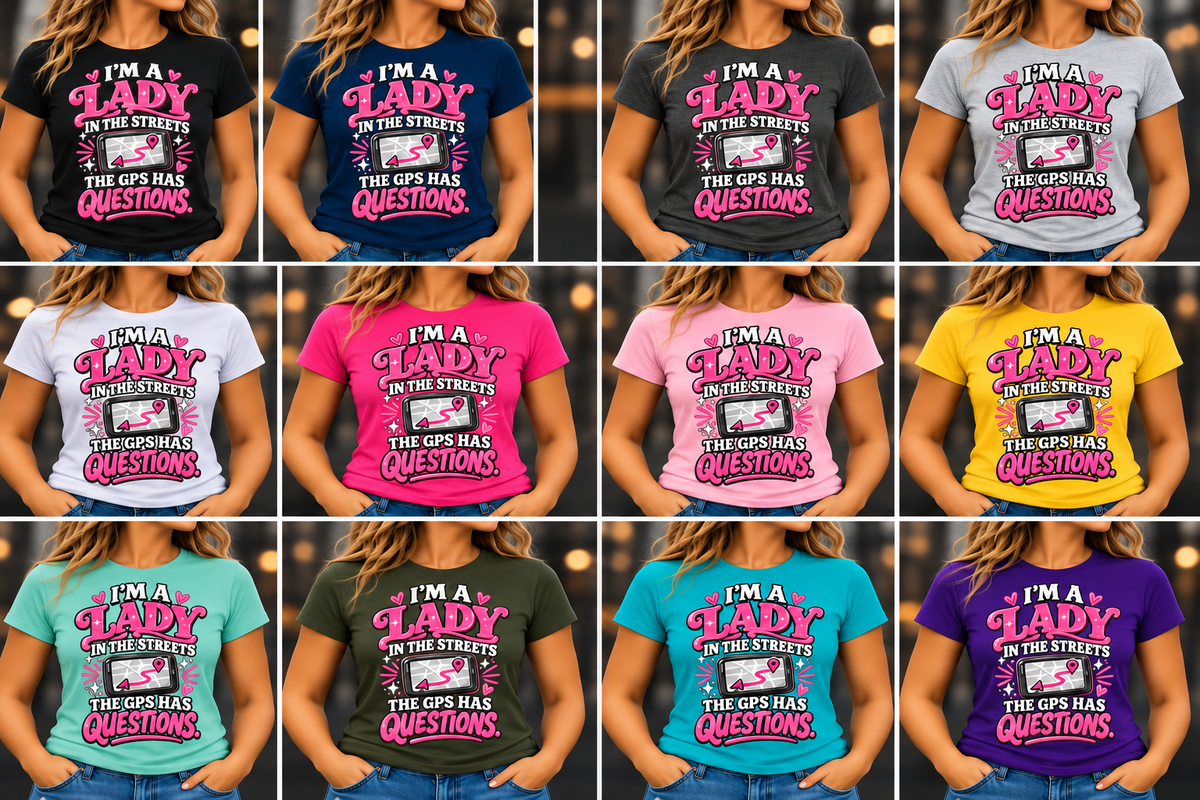Lady in the Streets — GPS Has Questions women’s graphic tee — color options