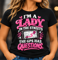 Lady in the Streets — GPS Has Questions women’s graphic tee — main mockup