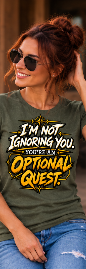 Optional Quest women’s graphic tee — main mockup