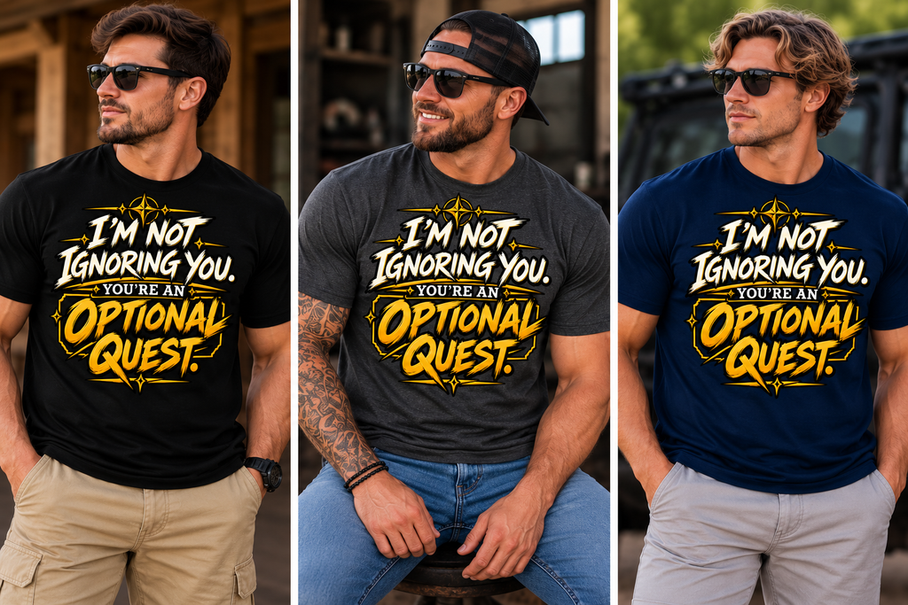 Optional Quest men’s shirt color mockups