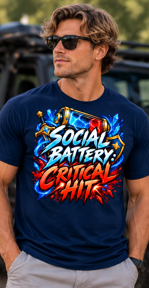 Social Battery — Critical Hit — Men’s Softstyle T-Shirt