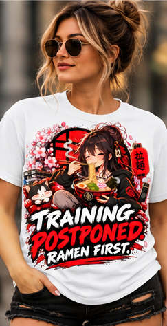 Training Postponed — Ramen First women’s graphic tee — main mockup