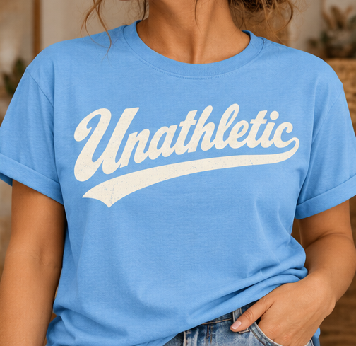 Unathletic women’s graphic tee — main mockup