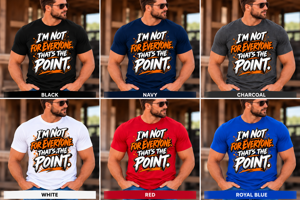 Not for Everyone — Orange Lettering men’s shirt color mockups